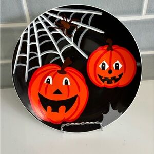 Halloween Pumpkin Plate with spider web.